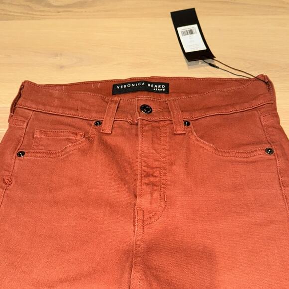 Veronica Beard Carly Raw Hem Kick-Flare Jean Rust 26 - Picture 8 of 11